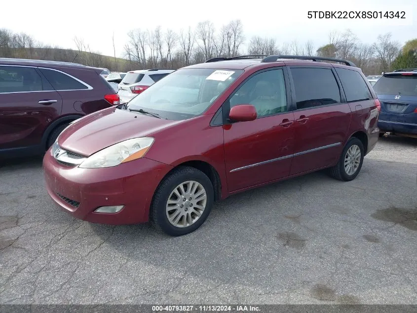 5TDBK22CX8S014342 2008 Toyota Sienna Limited