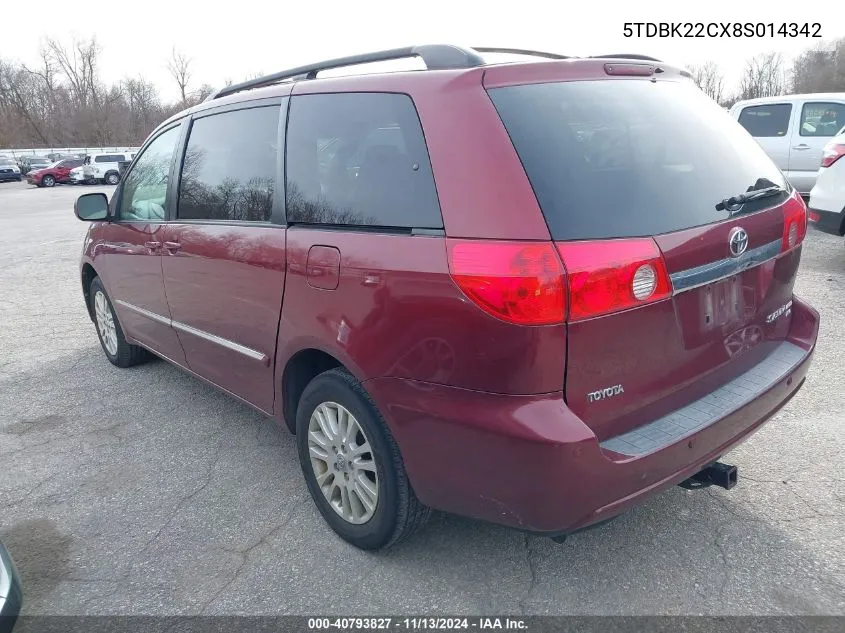 5TDBK22CX8S014342 2008 Toyota Sienna Limited