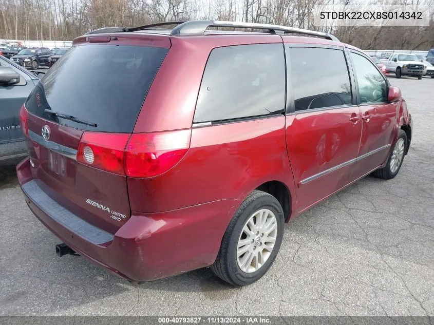 5TDBK22CX8S014342 2008 Toyota Sienna Limited