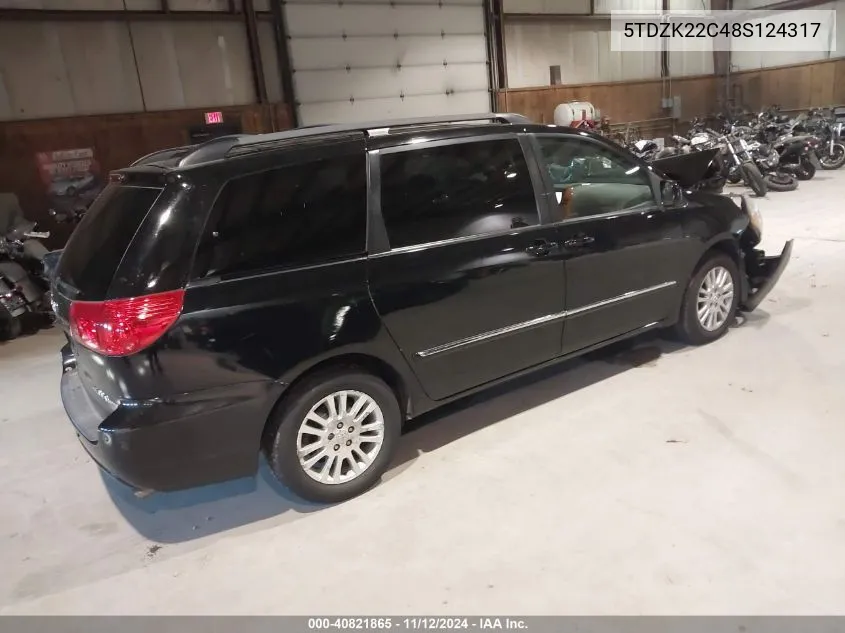 2008 Toyota Sienna Limited VIN: 5TDZK22C48S124317 Lot: 40821865