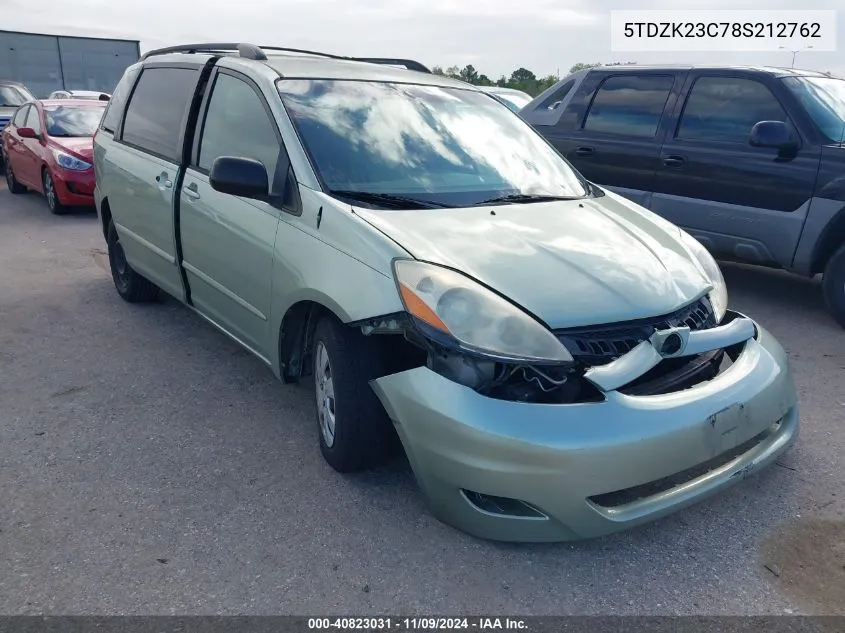 2008 Toyota Sienna Le VIN: 5TDZK23C78S212762 Lot: 40823031