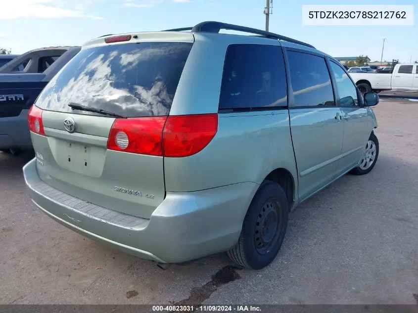 2008 Toyota Sienna Le VIN: 5TDZK23C78S212762 Lot: 40823031