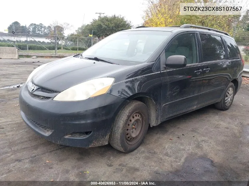 2008 Toyota Sienna Ce VIN: 5TDZK23CX8S107567 Lot: 40826953