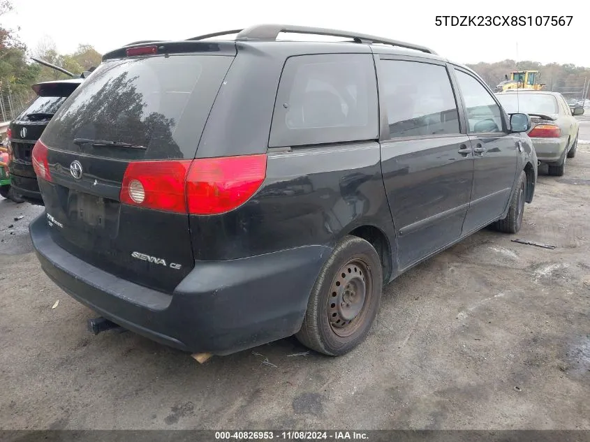 2008 Toyota Sienna Ce VIN: 5TDZK23CX8S107567 Lot: 40826953