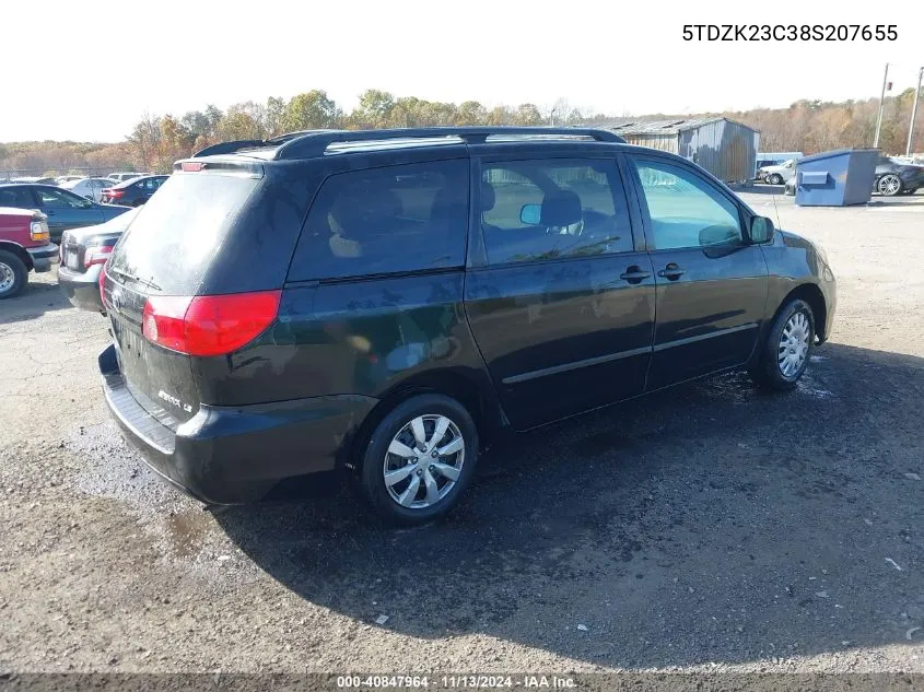 2008 Toyota Sienna Le VIN: 5TDZK23C38S207655 Lot: 40847964