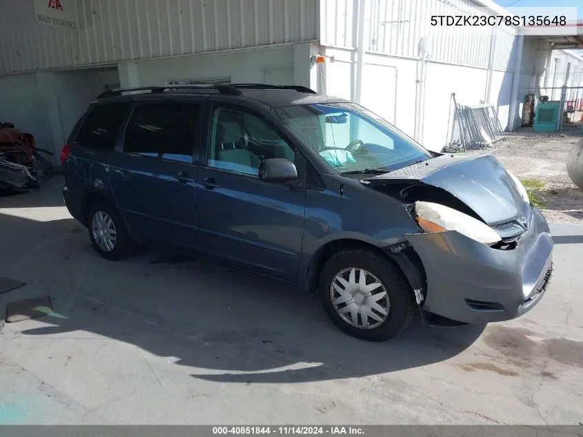 2008 Toyota Sienna Le VIN: 5TDZK23C78S135648 Lot: 40851844