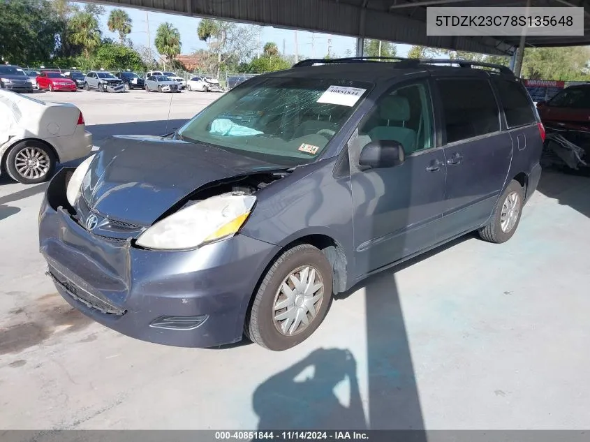 2008 Toyota Sienna Le VIN: 5TDZK23C78S135648 Lot: 40851844