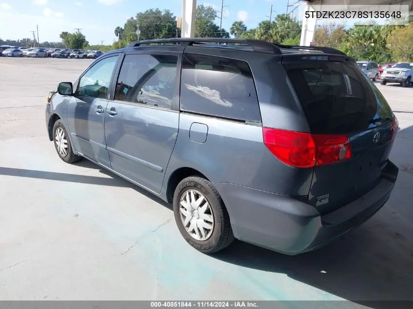 2008 Toyota Sienna Le VIN: 5TDZK23C78S135648 Lot: 40851844