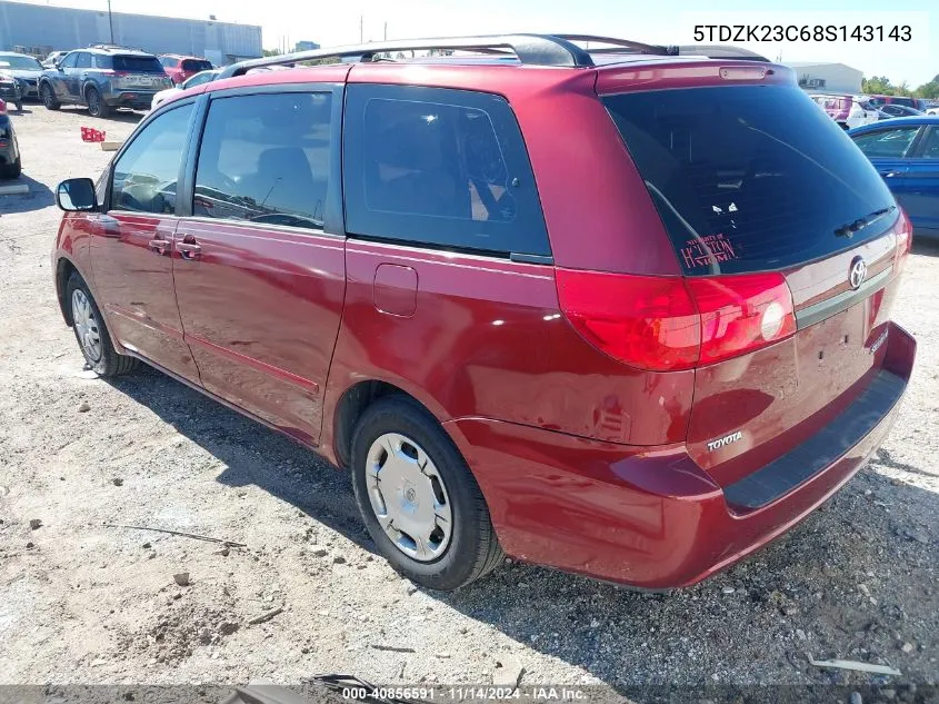 2008 Toyota Sienna Ce VIN: 5TDZK23C68S143143 Lot: 40856591