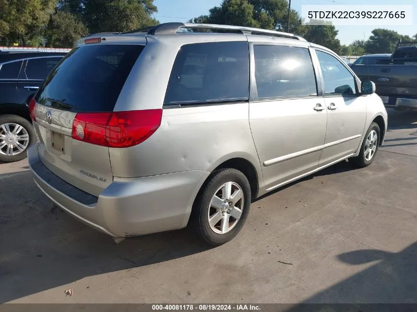 2009 Toyota Sienna Xle VIN: 5TDZK22C39S227665 Lot: 40081178