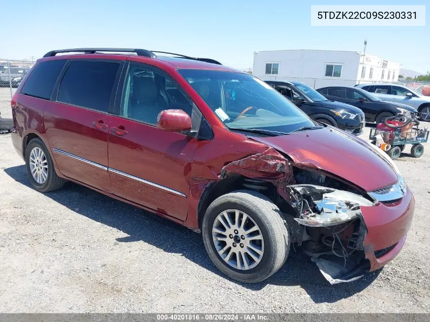 2009 Toyota Sienna Limited VIN: 5TDZK22C09S230331 Lot: 40201816