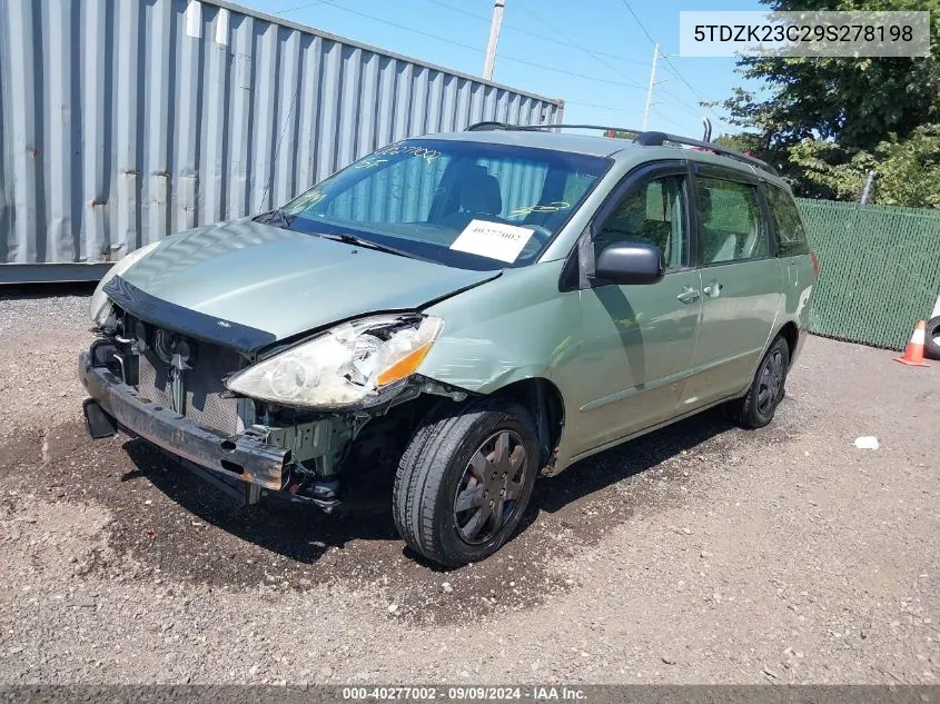 2009 Toyota Sienna Ce VIN: 5TDZK23C29S278198 Lot: 40277002