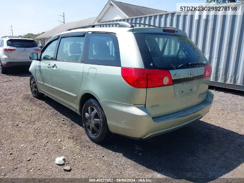 2009 Toyota Sienna Ce VIN: 5TDZK23C29S278198 Lot: 40277002