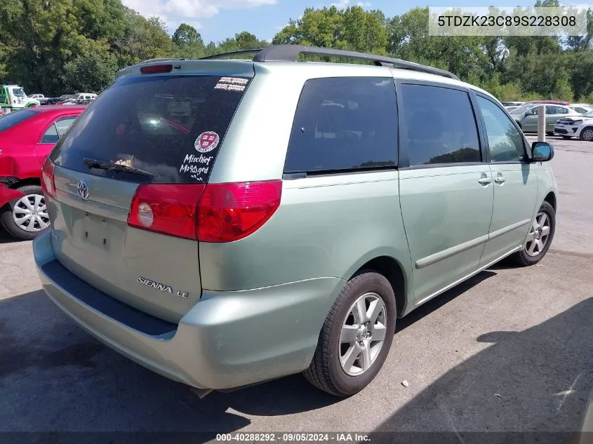 2009 Toyota Sienna Le VIN: 5TDZK23C89S228308 Lot: 40288292