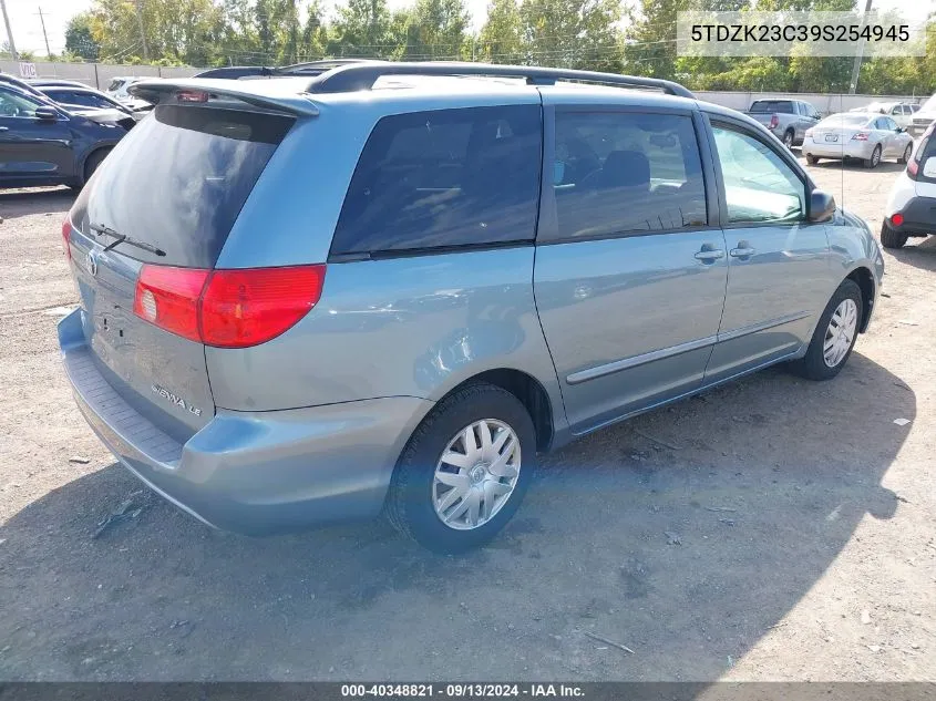 2009 Toyota Sienna Le VIN: 5TDZK23C39S254945 Lot: 40348821