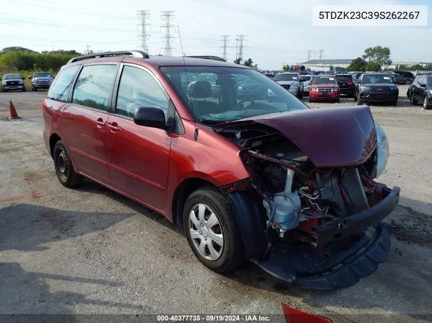 2009 Toyota Sienna Ce VIN: 5TDZK23C39S262267 Lot: 40377735