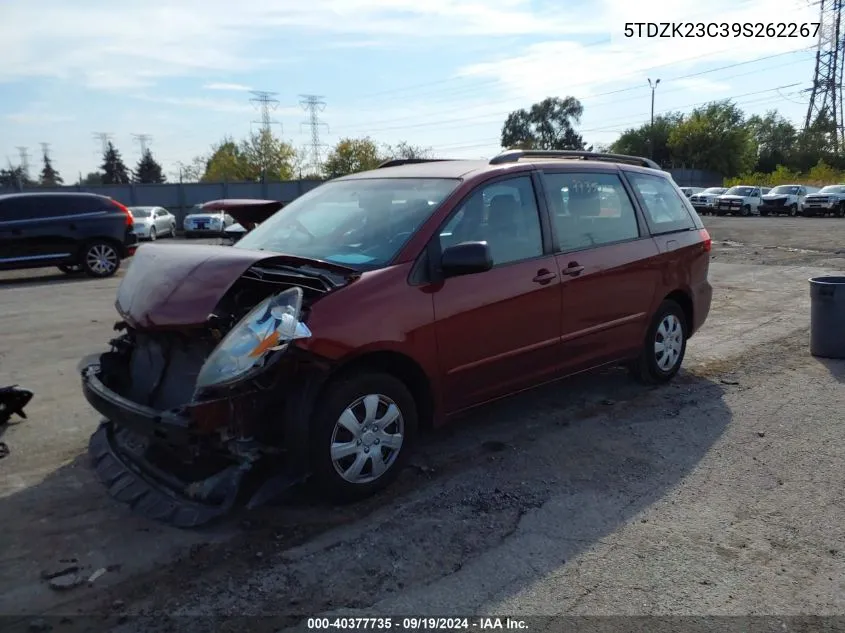 2009 Toyota Sienna Ce VIN: 5TDZK23C39S262267 Lot: 40377735