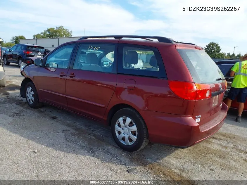 2009 Toyota Sienna Ce VIN: 5TDZK23C39S262267 Lot: 40377735