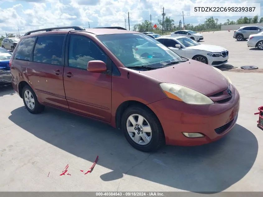 2009 Toyota Sienna Xle VIN: 5TDZK22C69S239387 Lot: 40384543