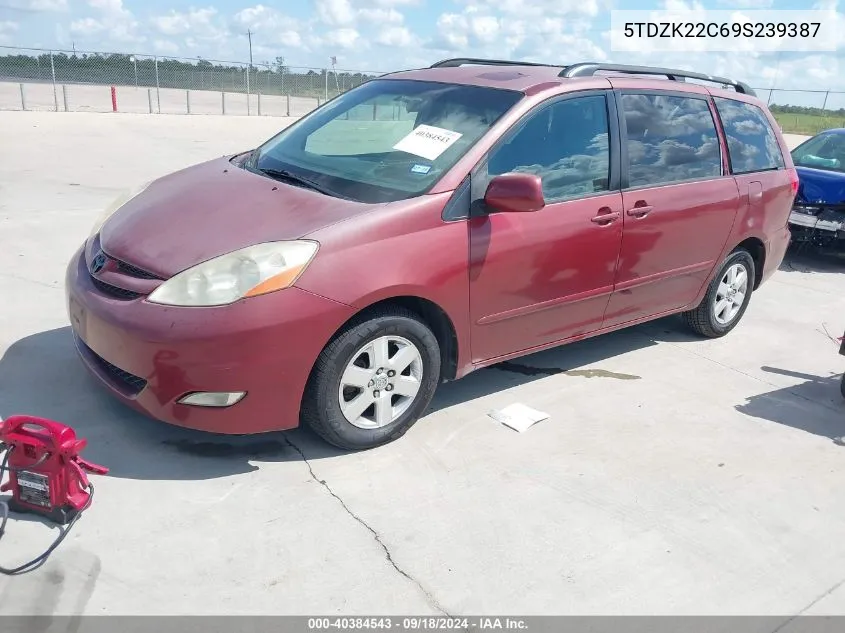 2009 Toyota Sienna Xle VIN: 5TDZK22C69S239387 Lot: 40384543