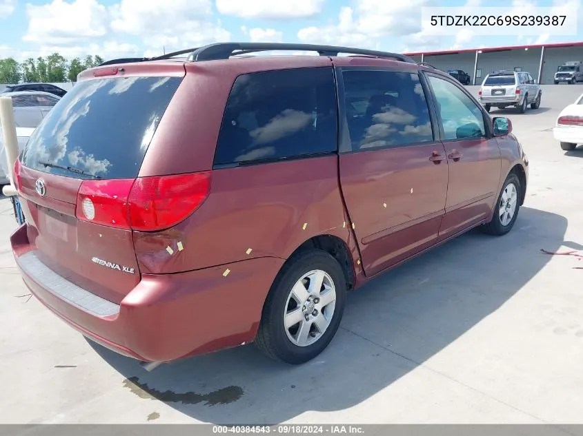 2009 Toyota Sienna Xle VIN: 5TDZK22C69S239387 Lot: 40384543