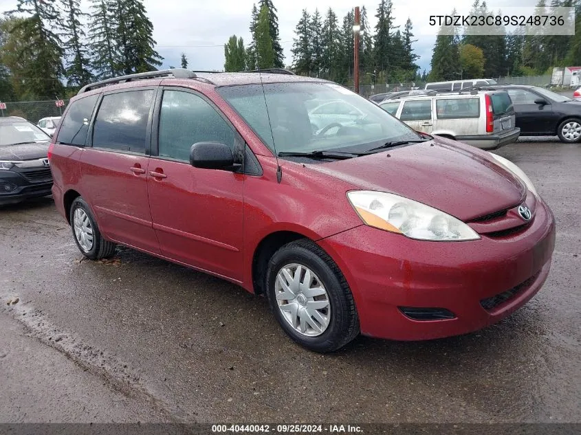 2009 Toyota Sienna Le VIN: 5TDZK23C89S248736 Lot: 40440042