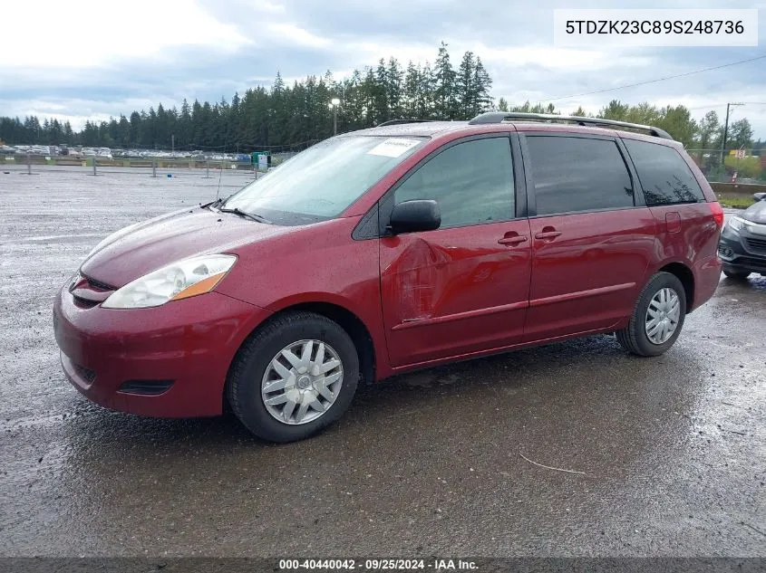 5TDZK23C89S248736 2009 Toyota Sienna Le