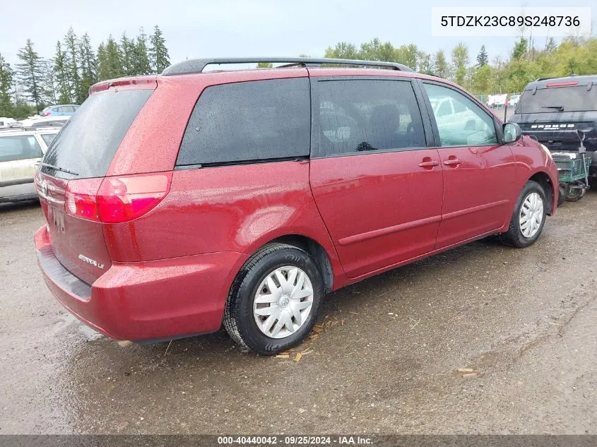 5TDZK23C89S248736 2009 Toyota Sienna Le