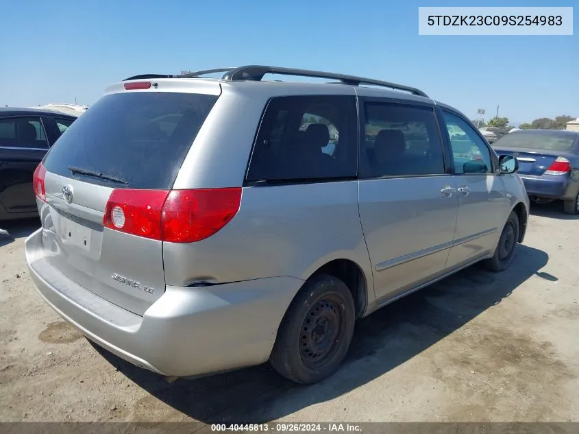 2009 Toyota Sienna Le VIN: 5TDZK23C09S254983 Lot: 40445813