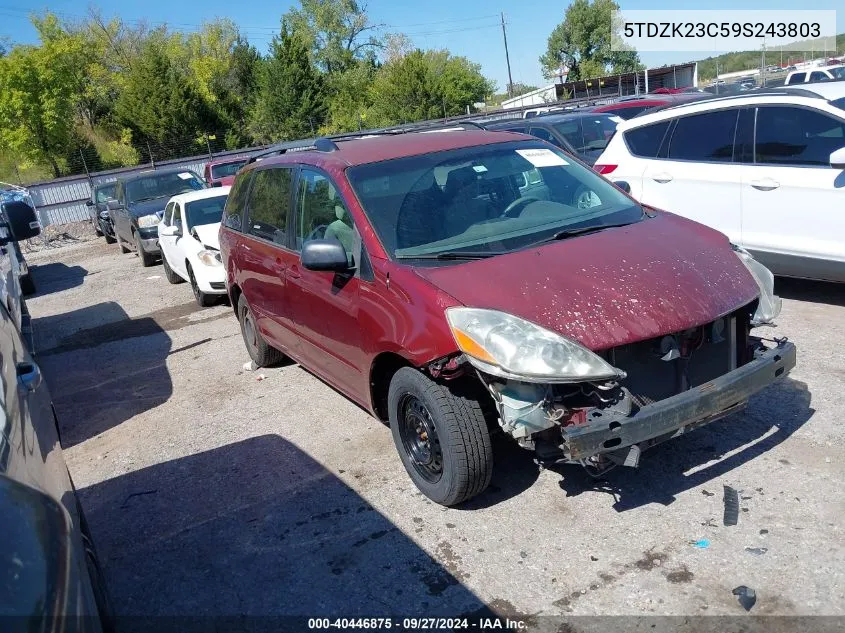 2009 Toyota Sienna Le VIN: 5TDZK23C59S243803 Lot: 40446875