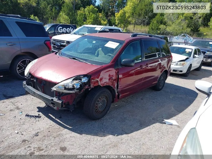 2009 Toyota Sienna Le VIN: 5TDZK23C59S243803 Lot: 40446875