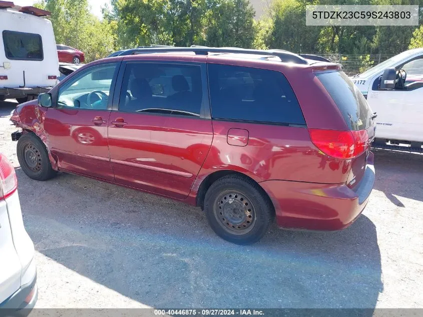 2009 Toyota Sienna Le VIN: 5TDZK23C59S243803 Lot: 40446875