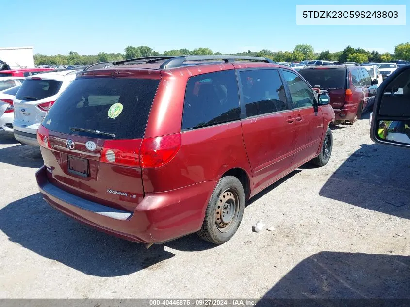 5TDZK23C59S243803 2009 Toyota Sienna Le