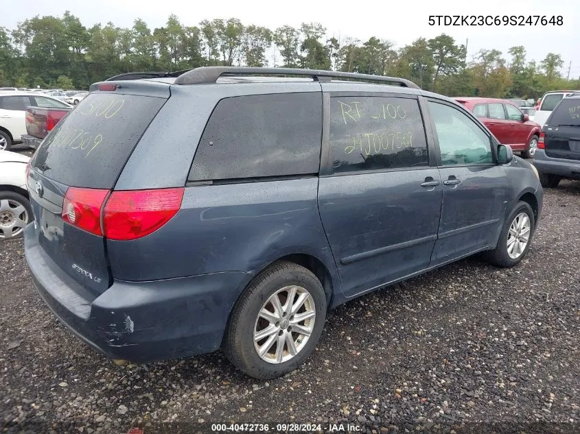 2009 Toyota Sienna Le VIN: 5TDZK23C69S247648 Lot: 40472736