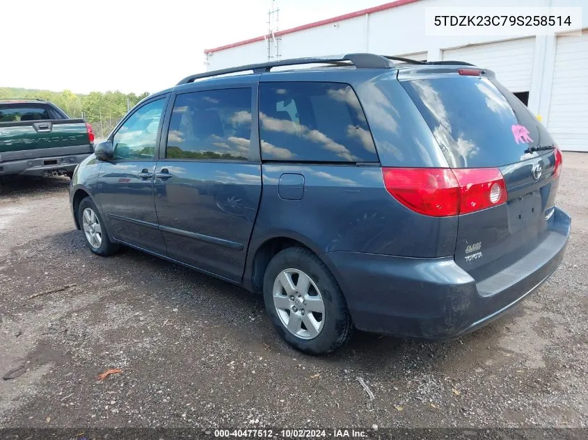 2009 Toyota Sienna Le VIN: 5TDZK23C79S258514 Lot: 40477512