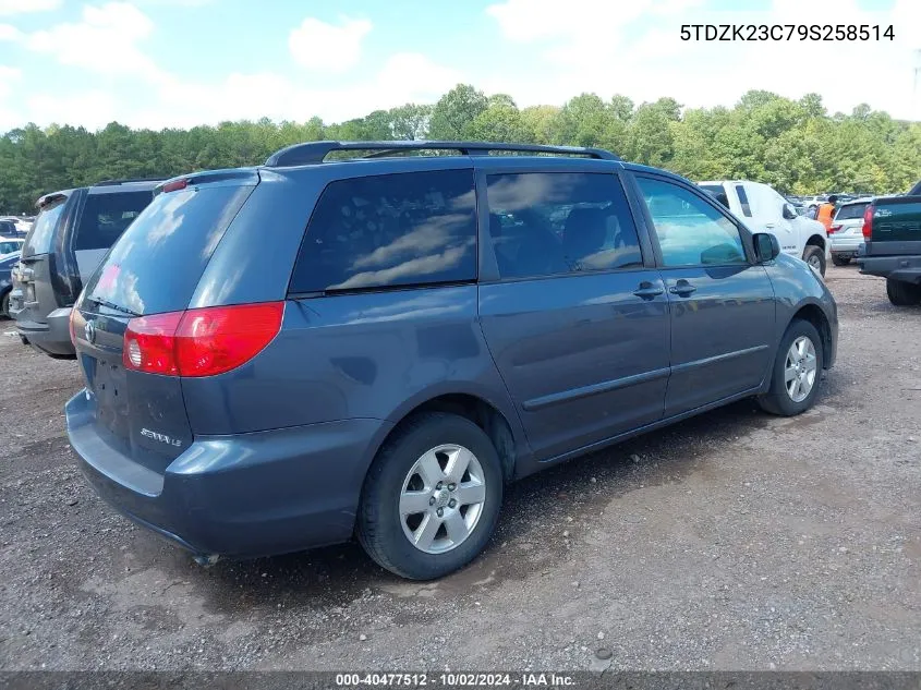 2009 Toyota Sienna Le VIN: 5TDZK23C79S258514 Lot: 40477512