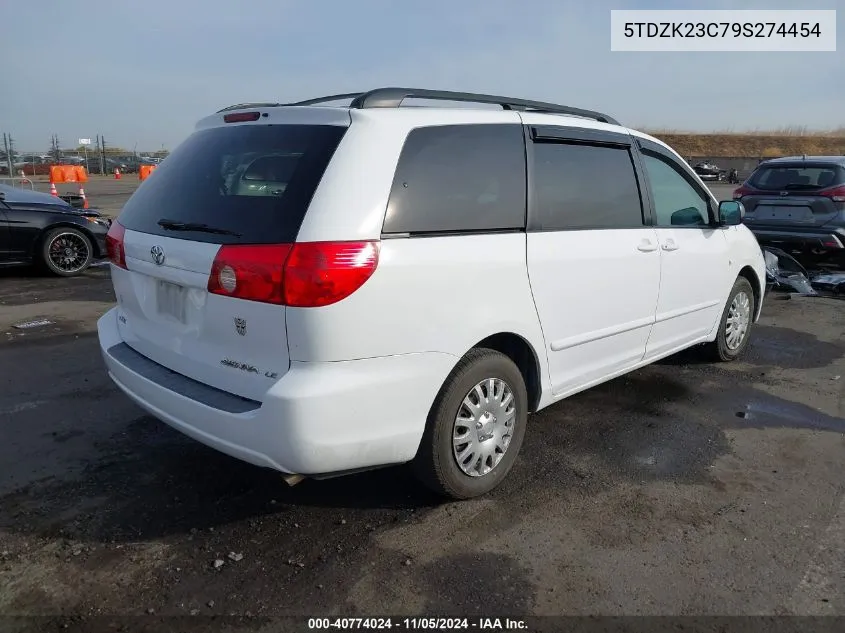 2009 Toyota Sienna Le VIN: 5TDZK23C79S274454 Lot: 40774024