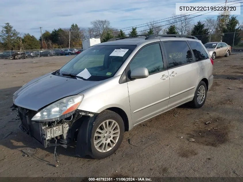 2009 Toyota Sienna Xle VIN: 5TDZK22C19S228720 Lot: 40792351