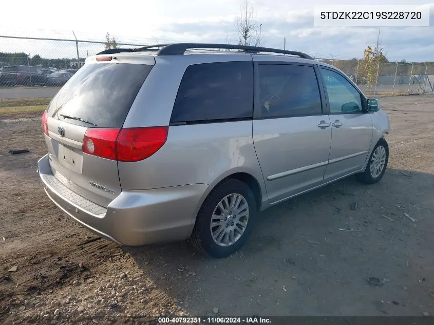 2009 Toyota Sienna Xle VIN: 5TDZK22C19S228720 Lot: 40792351