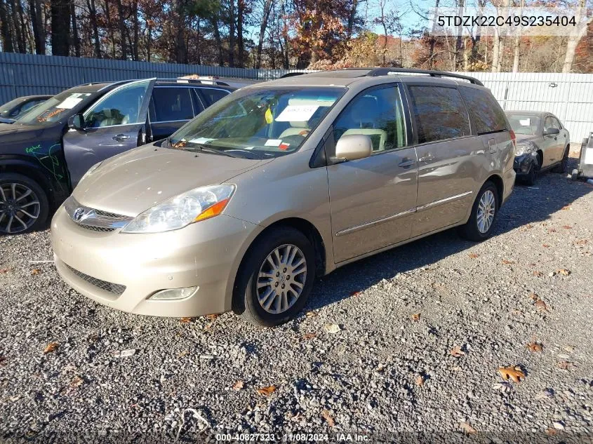 2009 Toyota Sienna Limited VIN: 5TDZK22C49S235404 Lot: 40827323