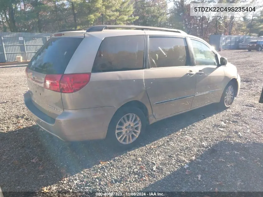 2009 Toyota Sienna Limited VIN: 5TDZK22C49S235404 Lot: 40827323