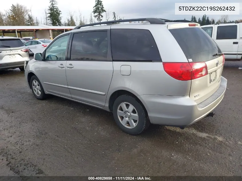 2009 Toyota Sienna Xle VIN: 5TDZK22C19S262432 Lot: 40829858