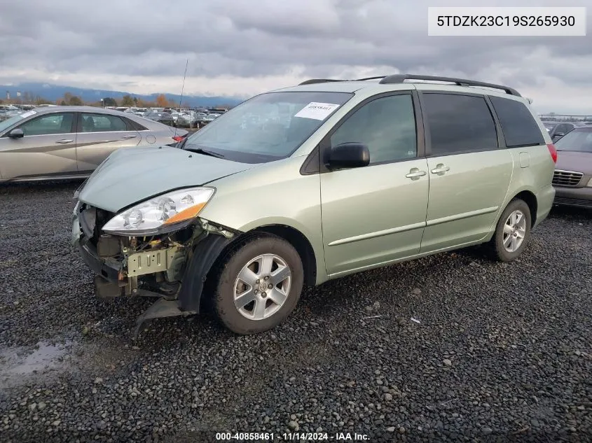 2009 Toyota Sienna Le VIN: 5TDZK23C19S265930 Lot: 40858461