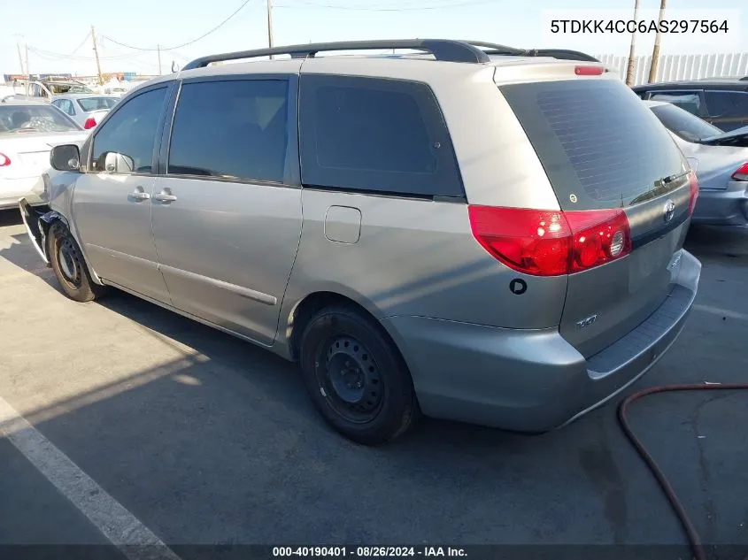 2010 Toyota Sienna Ce VIN: 5TDKK4CC6AS297564 Lot: 40190401