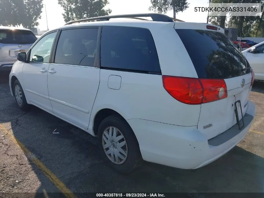 5TDKK4CC6AS331406 2010 Toyota Sienna Le