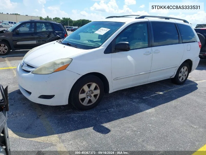 2010 Toyota Sienna Le VIN: 5TDKK4CC8AS333531 Lot: 40367373