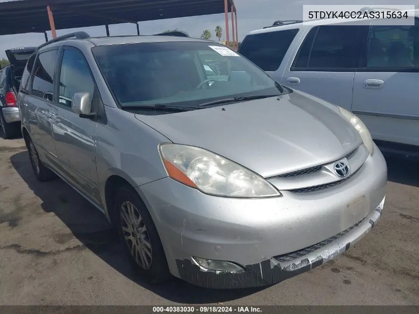 2010 Toyota Sienna Xle VIN: 5TDYK4CC2AS315634 Lot: 40383030