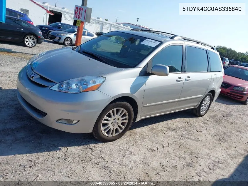 2010 Toyota Sienna Xle VIN: 5TDYK4CC0AS336840 Lot: 40399065