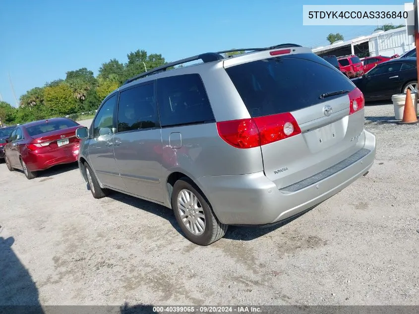 2010 Toyota Sienna Xle VIN: 5TDYK4CC0AS336840 Lot: 40399065