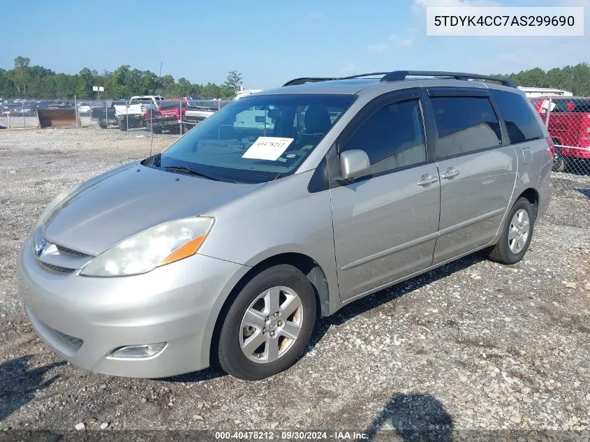 2010 Toyota Sienna Xle VIN: 5TDYK4CC7AS299690 Lot: 40478212